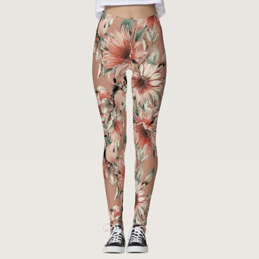 Zonnebloemen, appels: herfst waterverf leggings (Voorkant)