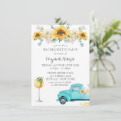 Zonnebloemen Aqua  Truck Bachelorette Party Kaart (Staand voorkant)