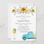 Zonnebloemen Aqua  Truck Bachelorette Party Kaart (Voorkant)