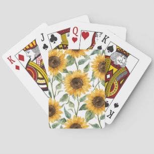 Zonnebloemen Aquarel Bloem Geel Schilderij Pokerkaarten