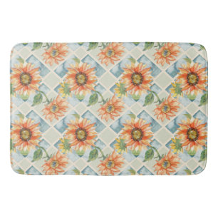 Zonnebloemen Aquarel bloempatroon Badmat