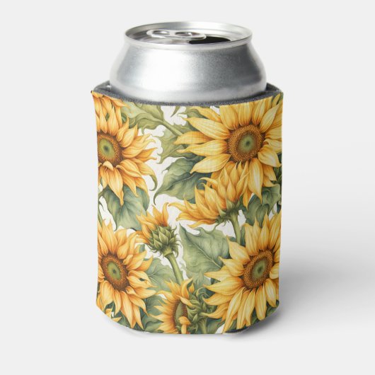 Zonnebloemen Art Pattern Design Blikjeskoeler (Blikje Achterkant)