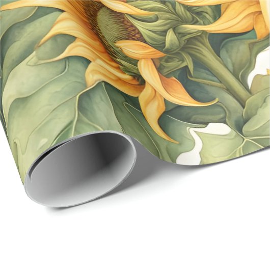Zonnebloemen Art Pattern Design Cadeaupapier (Rol Hoek)