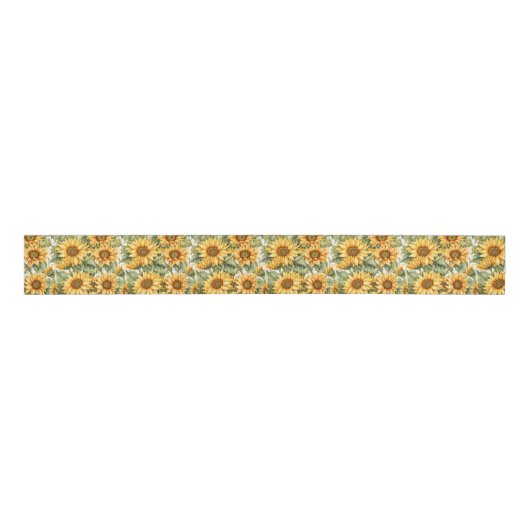 Zonnebloemen Art Pattern Design Grosgrain Lint (Voorkant)