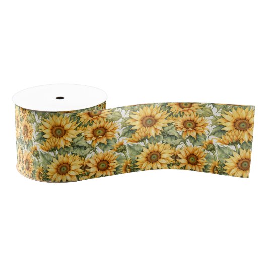 Zonnebloemen Art Pattern Design Grosgrain Lint (Spoel)