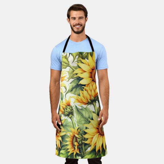 Zonnebloemen Art Pattern Design Schort (Gedragen)