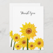 Zonnebloemen Authentic Hand Tekening Hartelijk dan Kaart (Voorkant / Achterkant)