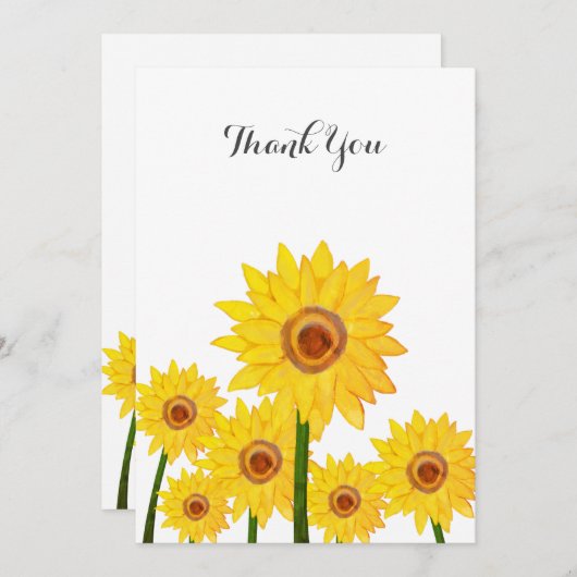 Zonnebloemen Authentic Hand Tekening Hartelijk dan Kaart (Voorkant / Achterkant)