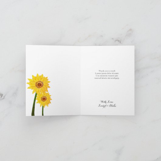Zonnebloemen Authentieke Handgetekende Dankkaart Bedankkaart (Binnen)