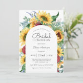 Zonnebloemen Autumn Floral Bridal Luncheon Kaart (Staand voorkant)