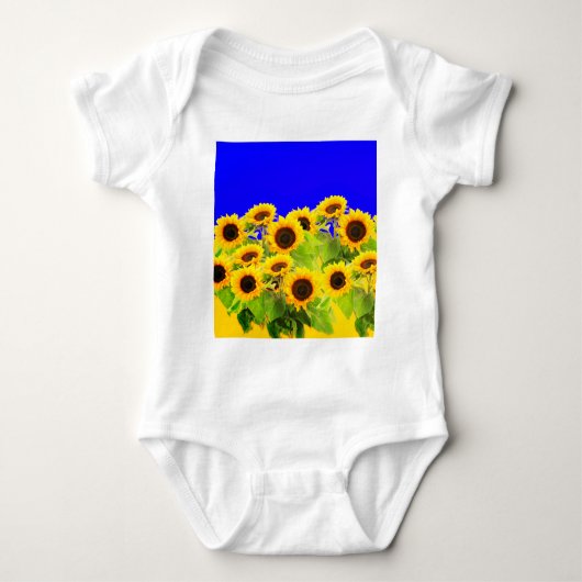 Zonnebloemen Baby Bodysuit Oekraïne Vlag kleuren (Voorkant)