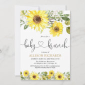 Zonnebloemen baby brunch groen wit bloemen kaart (Voorkant)