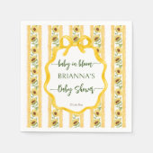 Zonnebloemen baby in bloei baby shower monogram servet (Voorkant)