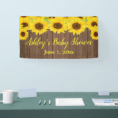 Zonnebloemen Baby shower Achtergrond Rustic Wood P Spandoek (Beurs)