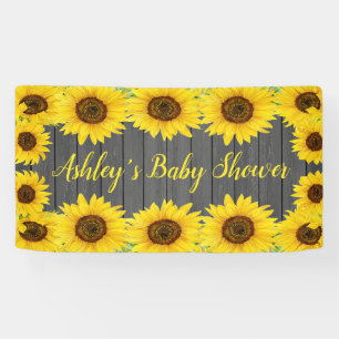 Zonnebloemen Baby Shower Achtergrond Rustieke Hout Spandoek