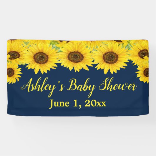 Zonnebloemen Baby shower Achtergrondzeemacht Flora Spandoek (Horizontaal)