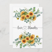 Zonnebloemen Baby shower dank u kaart (Voorkant / Achterkant)