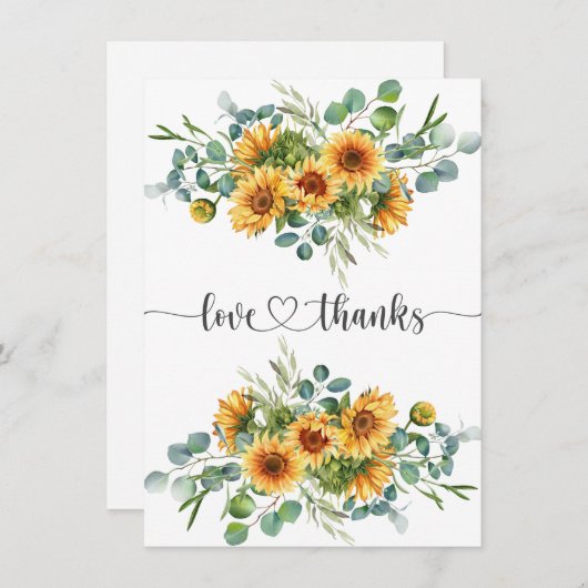 Zonnebloemen Baby shower dank u kaart (Voorkant / Achterkant)