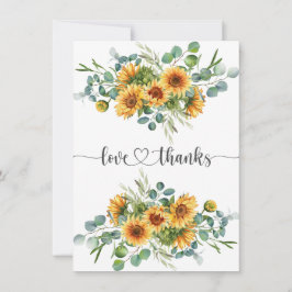 Zonnebloemen Baby shower dank u kaart
