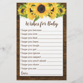 Zonnebloemen Baby shower Games Advice and Wishes (Achterkant)