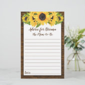 Zonnebloemen Baby shower Games Advice and Wishes (Staand voorkant)