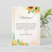 Zonnebloemen Baby shower Hartelijk dank Bedankkaart (Staand voorkant)
