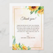 Zonnebloemen Baby shower Hartelijk dank Bedankkaart (Voorkant / Achterkant)