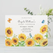 Zonnebloemen baby shower kaart (Staand voorkant)