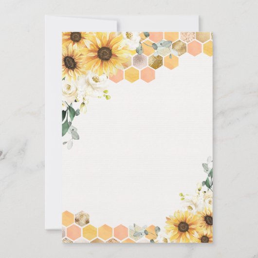 Zonnebloemen Baby shower Kleine honing onderweg Kaart (Achterkant)