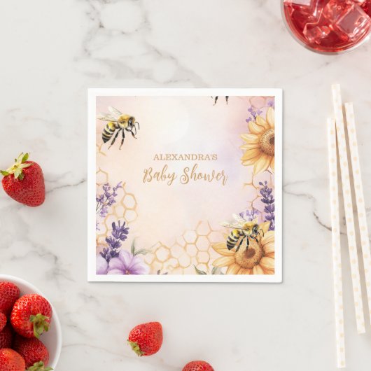 Zonnebloemen Baby shower mammie om Baby shower te  Servet (Insitu)