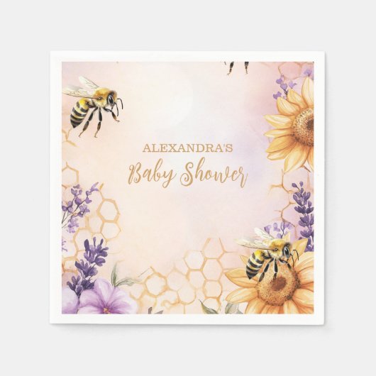 Zonnebloemen Baby shower mammie om Baby shower te  Servet (Voorkant)