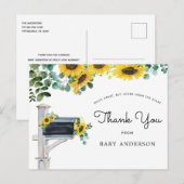 Zonnebloemen Baby shower per post Dank u Briefkaart (Voorkant / Achterkant)