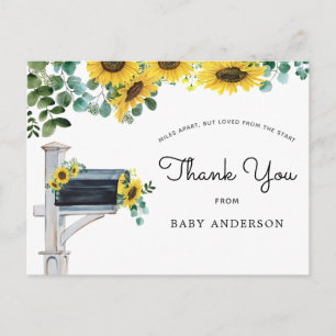 Zonnebloemen Baby shower per post Dank u Briefkaart