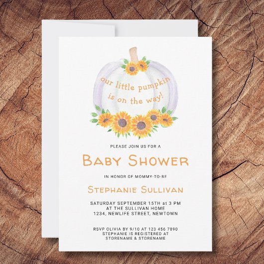 Zonnebloemen Baby shower Uitnodiging