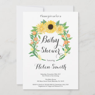 Zonnebloemen Baby Shower Uitnodiging