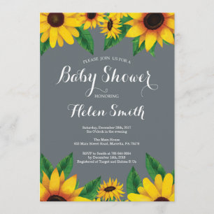 Zonnebloemen Baby shower Uitnodiging