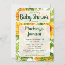 Zonnebloemen Baby shower Uitnodiging Genderneutraa