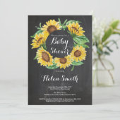 Zonnebloemen Baby shower Uitnodiging Krijtbord (Staand voorkant)
