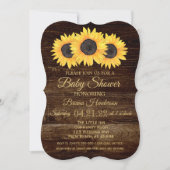 Zonnebloemen Baby Shower Uitnodiging Rustiek Hout (Voorkant)