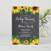 Zonnebloemen Baby shower Uitnodigingskarton Kaart (Staand voorkant)