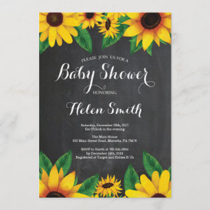 Zonnebloemen Baby shower Uitnodigingskarton Kaart