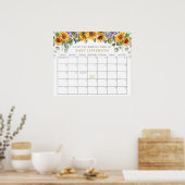 Zonnebloemen Baby shower Vervaldatum kalender Poster (Keuken)