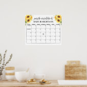 Zonnebloemen Baby shower Vervaldatum kalender Poster (Keuken)