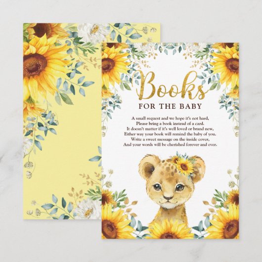 Zonnebloemen Baby showers boeken voor Baby Informatiekaartje (Voorkant / Achterkant)