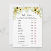 Zonnebloemen Baby Traits Shower Game Invitation Kaart (Voorkant)