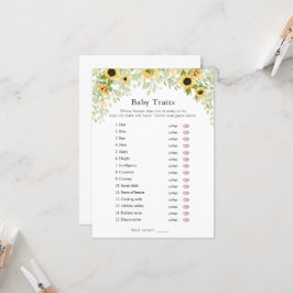 Zonnebloemen Baby Traits Shower Game Invitation Kaart