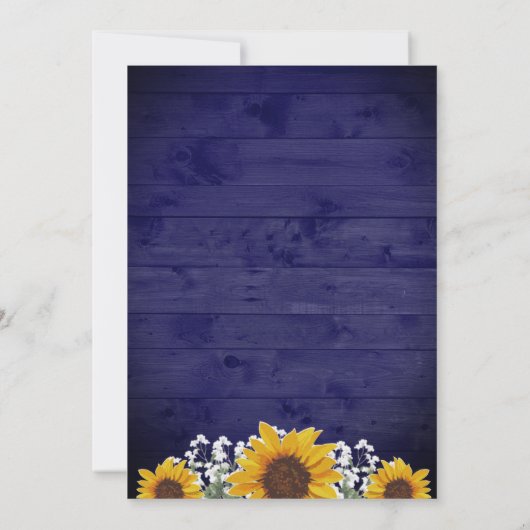 Zonnebloemen Baby's adem Navy Jar Lights Bruiloft Kaart (Achterkant)