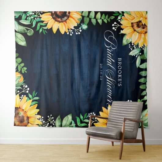 Zonnebloemen Baby's Breath bruiloftsshower achterg Wandkleed (In Situ (horizontaal))