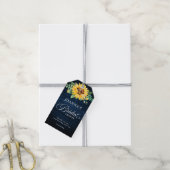 Zonnebloemen Baby's Breath Navy Blue Vrijgezellenf Cadeaulabel (Met Touw)