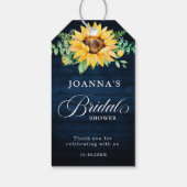 Zonnebloemen Baby's Breath Navy Blue Vrijgezellenf Cadeaulabel (Achterkant)